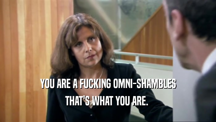 YOU ARE A FUCKING OMNI-SHAMBLES THAT'S WHAT YOU ARE.  