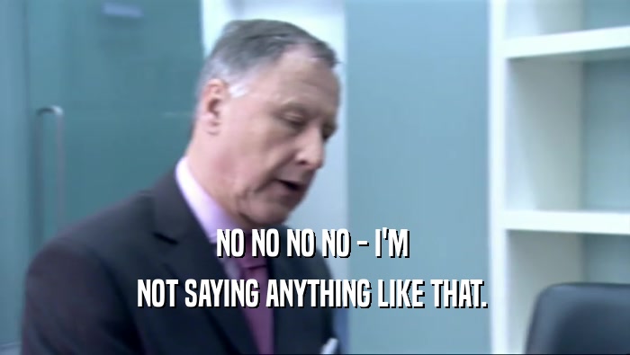 NO NO NO NO - I'M  NOT SAYING ANYTHING LIKE THAT.  