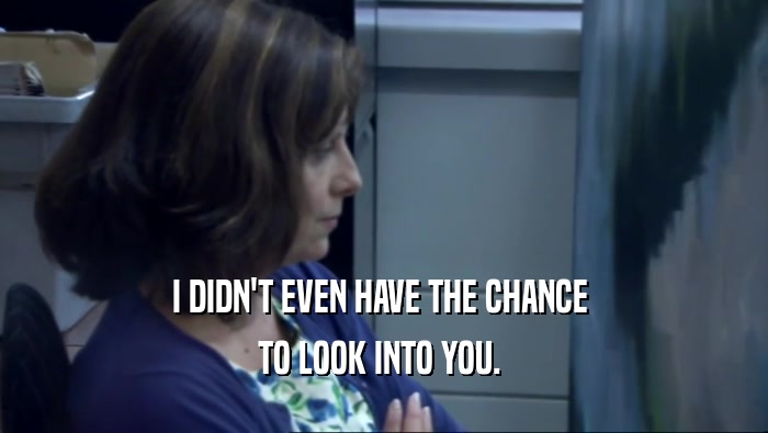 I DIDN'T EVEN HAVE THE CHANCE  TO LOOK INTO YOU.  