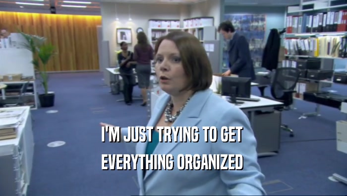 I'M JUST TRYING TO GET  EVERYTHING ORGANIZED  