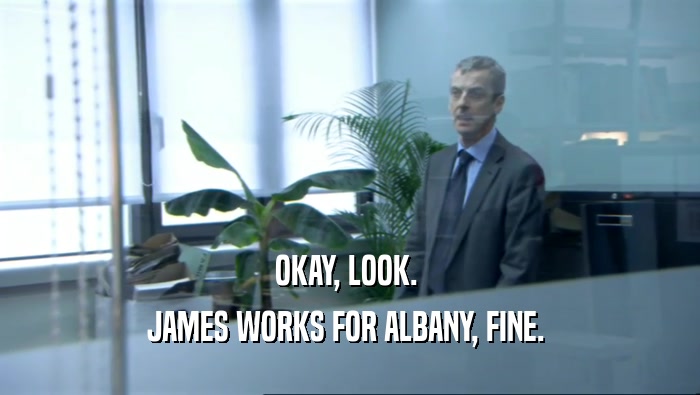 OKAY, LOOK. 
 JAMES WORKS FOR ALBANY, FINE. 
 