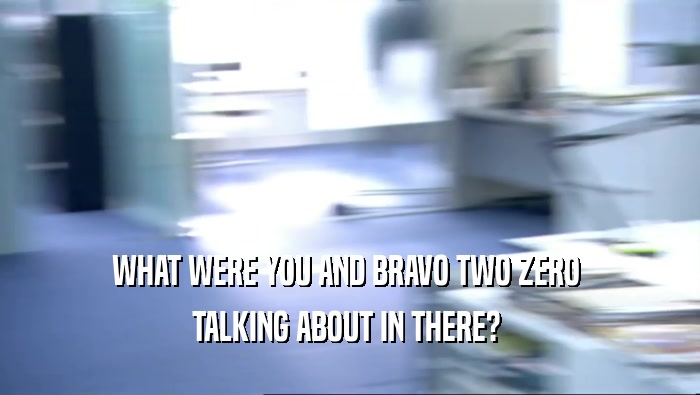 WHAT WERE YOU AND BRAVO TWO ZERO  TALKING ABOUT IN THERE?  