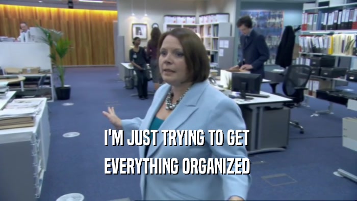 I'M JUST TRYING TO GET  EVERYTHING ORGANIZED  