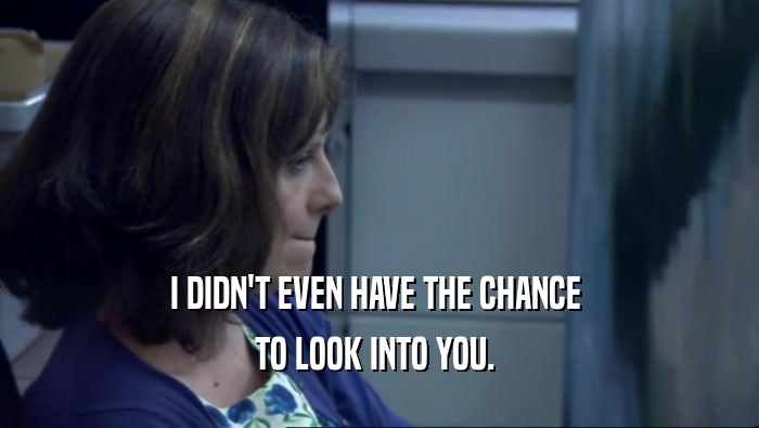 I DIDN'T EVEN HAVE THE CHANCE  TO LOOK INTO YOU.  