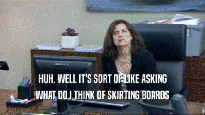 HUH. WELL IT'S SORT OF LIKE ASKING WHAT DO I THINK OF SKIRTING BOARDS 
