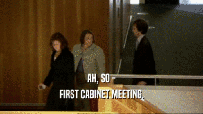 AH, SO - FIRST CABINET MEETING. 