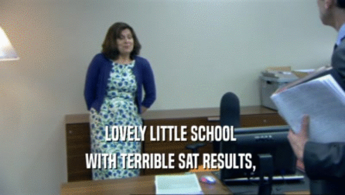 LOVELY LITTLE SCHOOL 
 WITH TERRIBLE SAT RESULTS, 
 