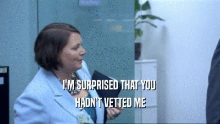 I'M SURPRISED THAT YOU  HADN'T VETTED ME 