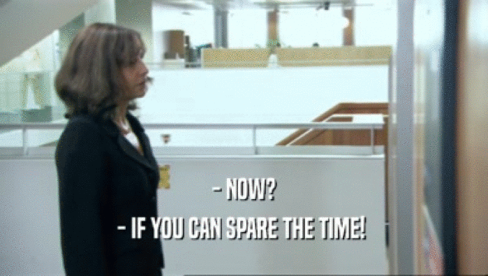 - NOW? - IF YOU CAN SPARE THE TIME!  