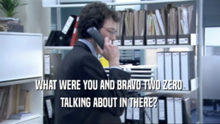 WHAT WERE YOU AND BRAVO TWO ZERO  TALKING ABOUT IN THERE?  