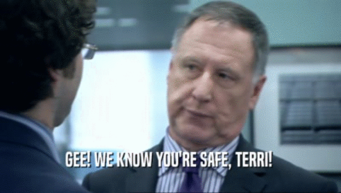 GEE! WE KNOW YOU'RE SAFE, TERRI!   