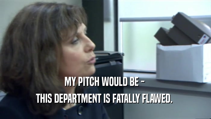 MY PITCH WOULD BE -  THIS DEPARTMENT IS FATALLY FLAWED.  