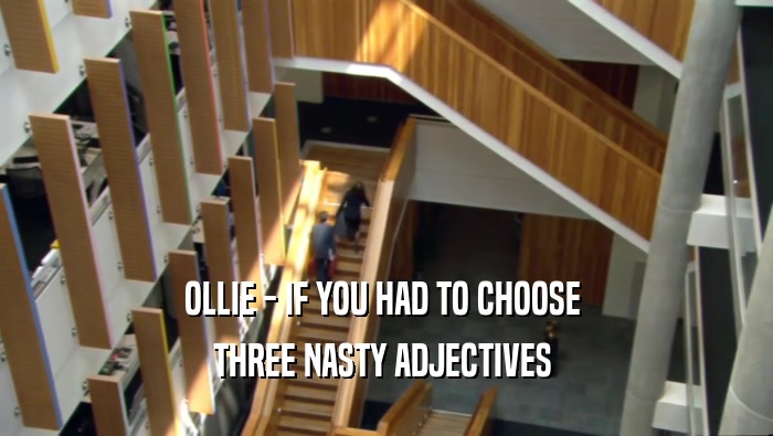 OLLIE - IF YOU HAD TO CHOOSE  THREE NASTY ADJECTIVES  