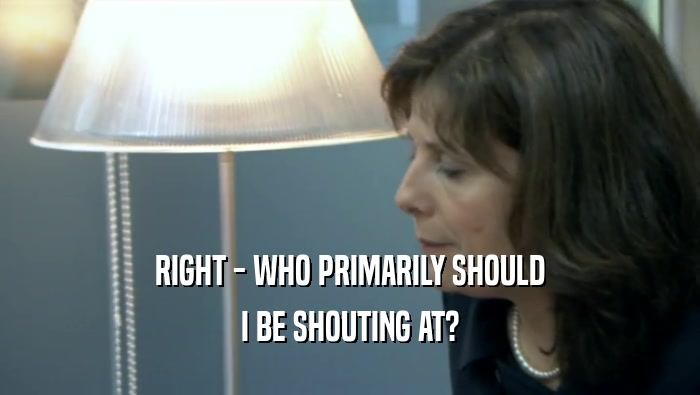 RIGHT - WHO PRIMARILY SHOULD I BE SHOUTING AT? 