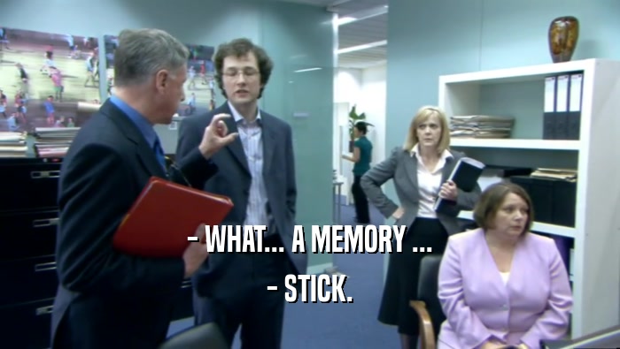 - WHAT... A MEMORY ...
 - STICK.
 