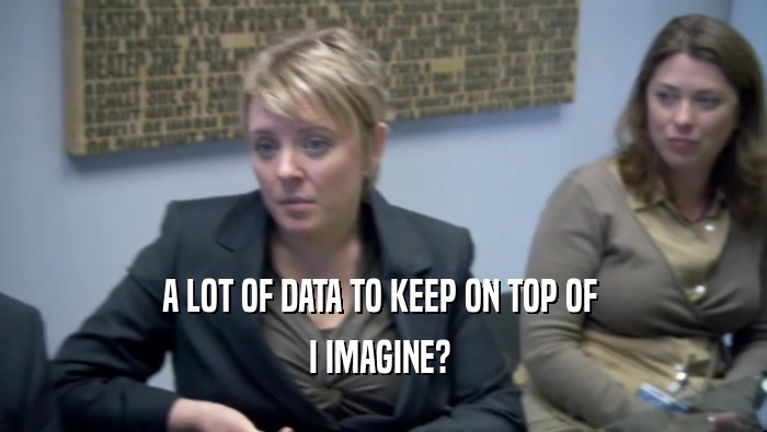 A LOT OF DATA TO KEEP ON TOP OF  I IMAGINE?  
