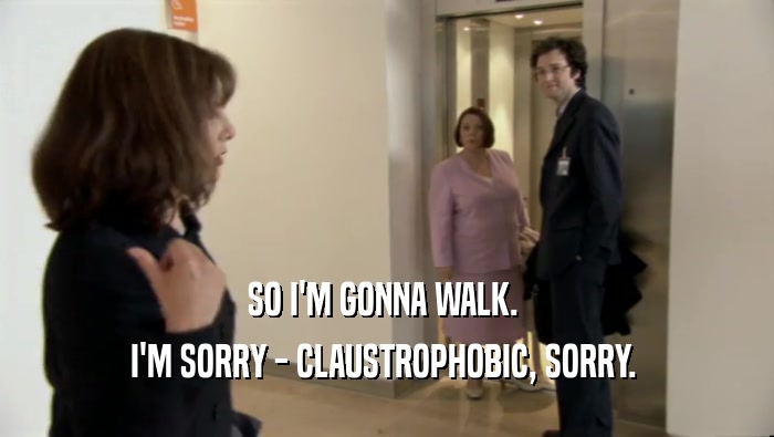 SO I'M GONNA WALK.  I'M SORRY - CLAUSTROPHOBIC, SORRY.  