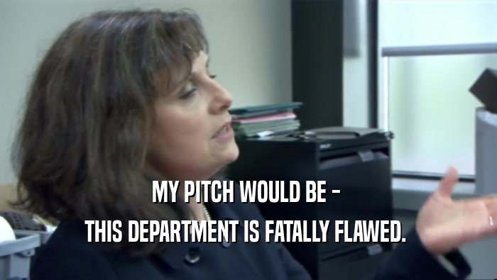 MY PITCH WOULD BE -  THIS DEPARTMENT IS FATALLY FLAWED.  