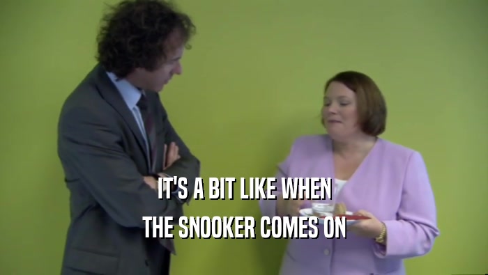 IT'S A BIT LIKE WHEN THE SNOOKER COMES ON 