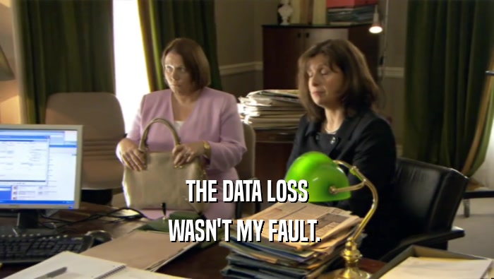 THE DATA LOSS WASN'T MY FAULT.  
