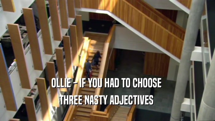 OLLIE - IF YOU HAD TO CHOOSE  THREE NASTY ADJECTIVES  