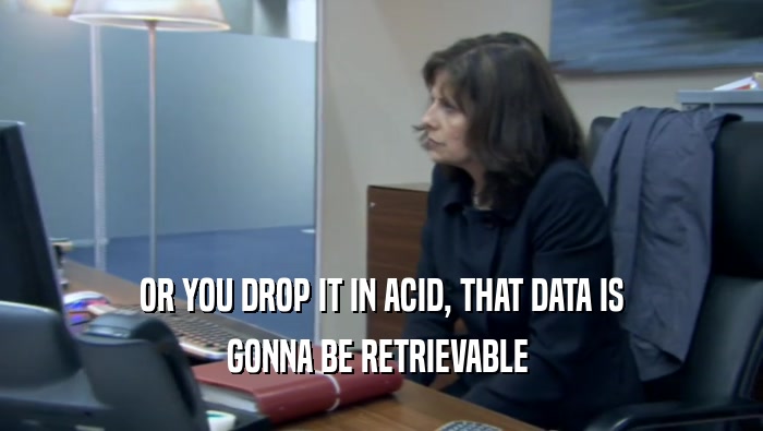 OR YOU DROP IT IN ACID, THAT DATA IS
 GONNA BE RETRIEVABLE 
 