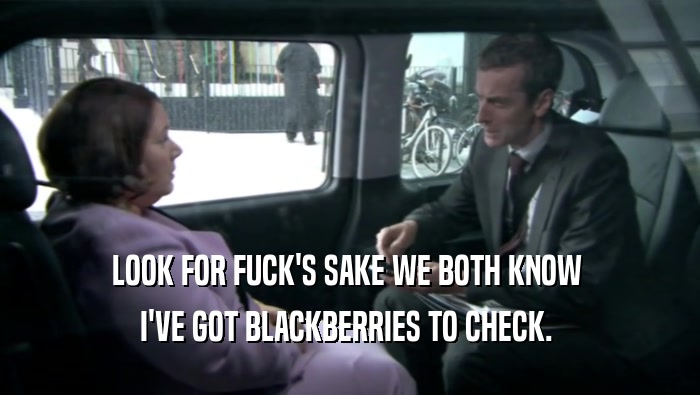 LOOK FOR FUCK'S SAKE WE BOTH KNOW 
 I'VE GOT BLACKBERRIES TO CHECK. 
 