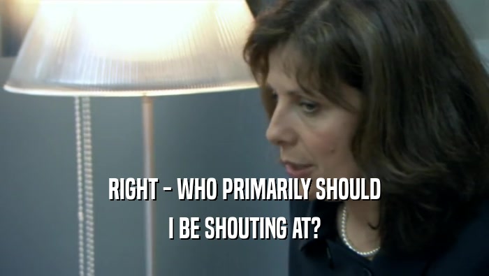 RIGHT - WHO PRIMARILY SHOULD I BE SHOUTING AT? 