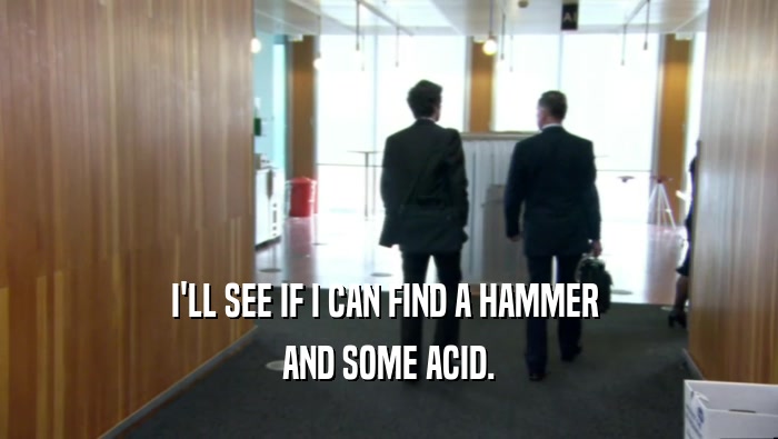 I'LL SEE IF I CAN FIND A HAMMER  AND SOME ACID. 