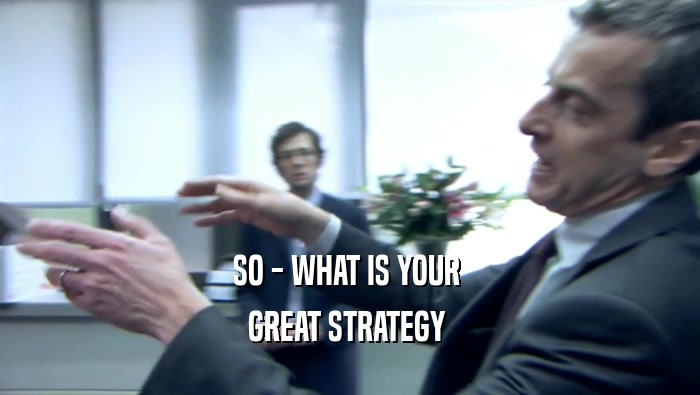 SO - WHAT IS YOUR  GREAT STRATEGY  