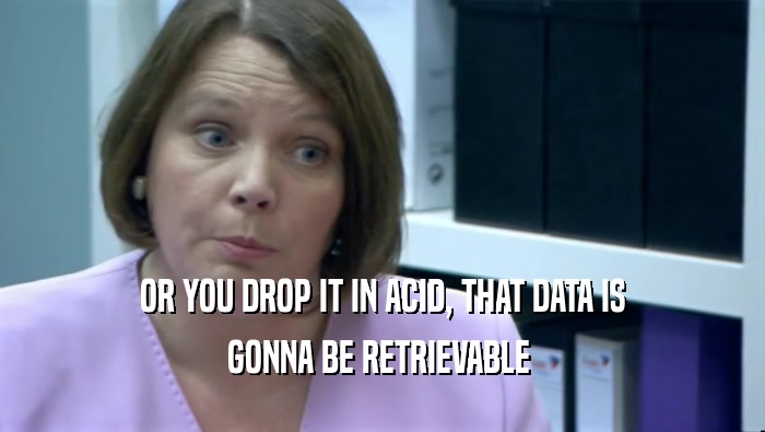 OR YOU DROP IT IN ACID, THAT DATA IS
 GONNA BE RETRIEVABLE 
 