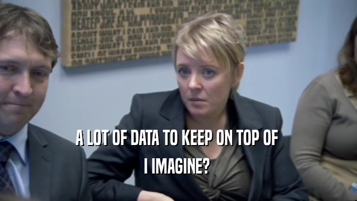 A LOT OF DATA TO KEEP ON TOP OF  I IMAGINE?  