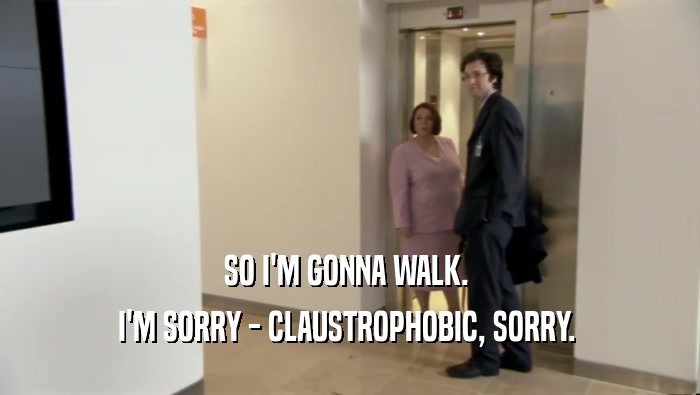 SO I'M GONNA WALK.  I'M SORRY - CLAUSTROPHOBIC, SORRY.  