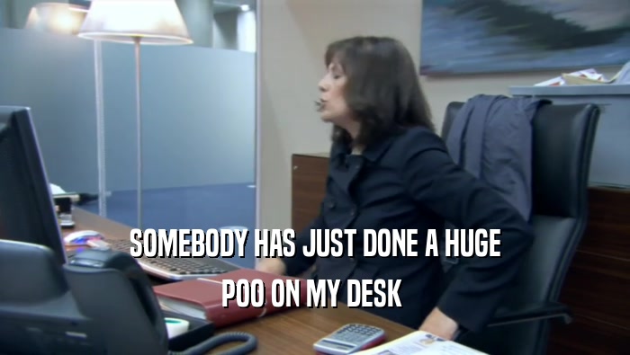 SOMEBODY HAS JUST DONE A HUGE POO ON MY DESK  