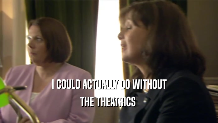 I COULD ACTUALLY DO WITHOUT THE THEATRICS  