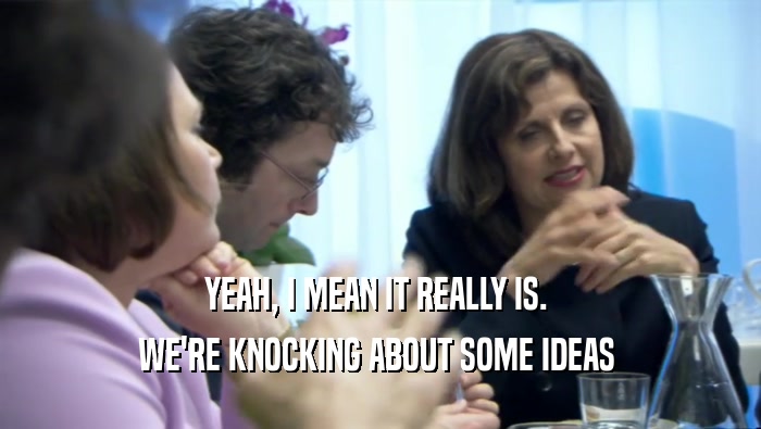 YEAH, I MEAN IT REALLY IS.  WE'RE KNOCKING ABOUT SOME IDEAS  