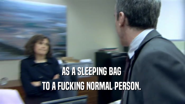 AS A SLEEPING BAG  TO A FUCKING NORMAL PERSON.  
