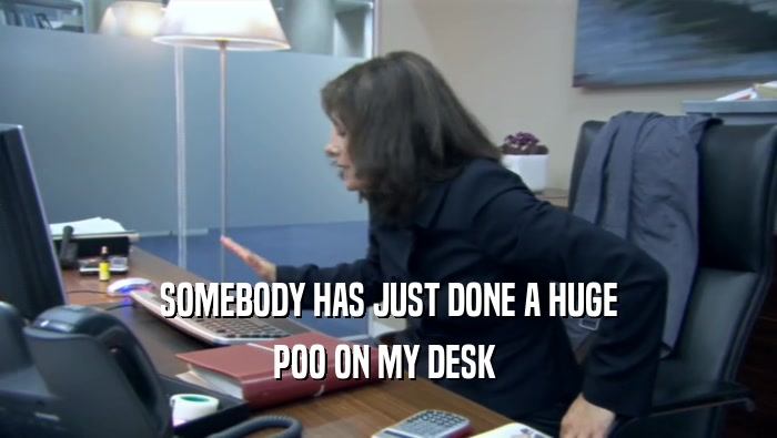 SOMEBODY HAS JUST DONE A HUGE POO ON MY DESK  