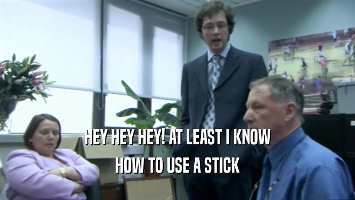 HEY HEY HEY! AT LEAST I KNOW HOW TO USE A STICK 