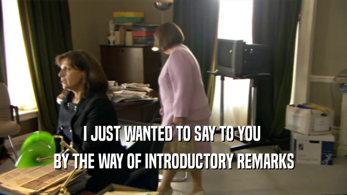 I JUST WANTED TO SAY TO YOU  BY THE WAY OF INTRODUCTORY REMARKS 