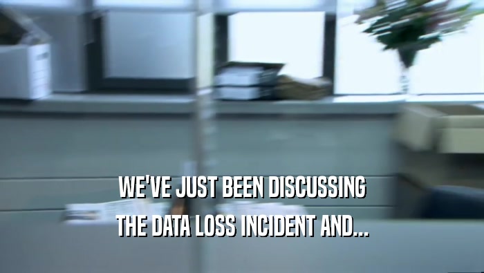 WE'VE JUST BEEN DISCUSSING THE DATA LOSS INCIDENT AND... 