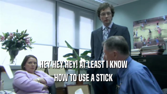 HEY HEY HEY! AT LEAST I KNOW HOW TO USE A STICK 