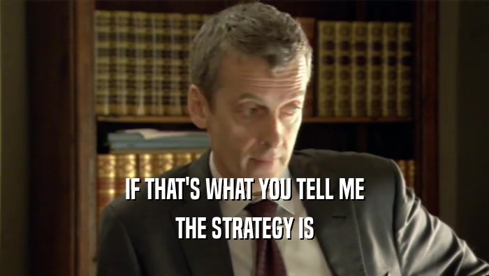 IF THAT'S WHAT YOU TELL ME THE STRATEGY IS 