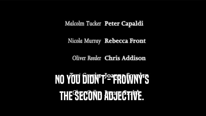 NO YOU DIDN'T - FROWNY'S  THE SECOND ADJECTIVE.  