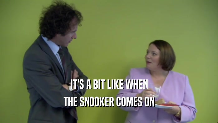 IT'S A BIT LIKE WHEN THE SNOOKER COMES ON 
