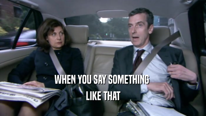WHEN YOU SAY SOMETHING  LIKE THAT 