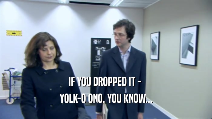 IF YOU DROPPED IT -  YOLK-O ONO. YOU KNOW... 
