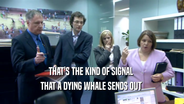 THAT'S THE KIND OF SIGNAL  THAT A DYING WHALE SENDS OUT  