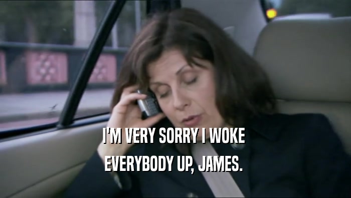 I'M VERY SORRY I WOKE  EVERYBODY UP, JAMES.  