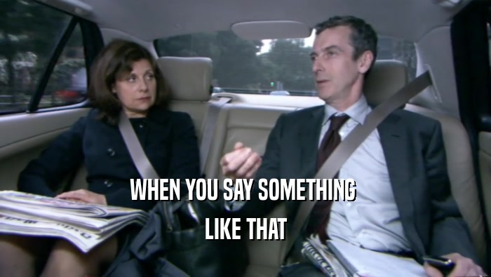 WHEN YOU SAY SOMETHING  LIKE THAT 